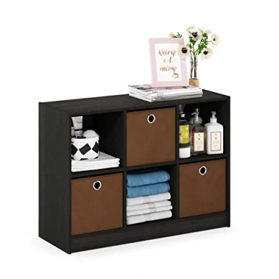 Afbeelding van Furinno Basic 3x2 Boekenkast Opslag w/Bakken, Espresso/Bruin