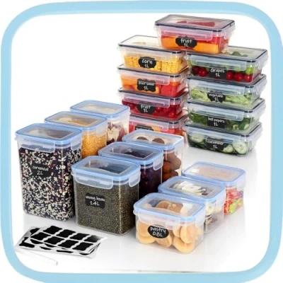 Afbeelding van Ordeluxe Voorraadpotten met deksel, vriesdozen, muesli opslag, meelopslag, container BPA vrij en 100% luchtdicht, transparant
