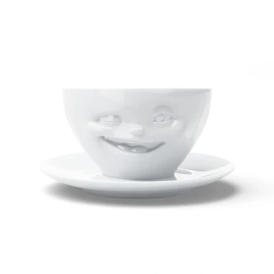 Afbeelding van Tassen Koffiekop en schotel Met Knipoog Wit 200ml