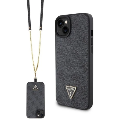 Afbeelding van Guess 4G Triangle Crossbody Back Case Geschikt voor Apple iPhone 15 (6.1&quot;) Zwart