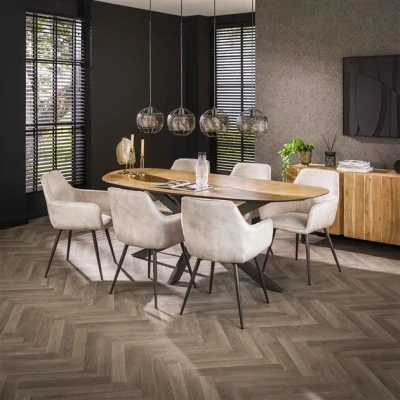 Afbeelding van Hoyz Collection Eetkamertafel 215 Organisch Gerecycled Teakhout Fineer