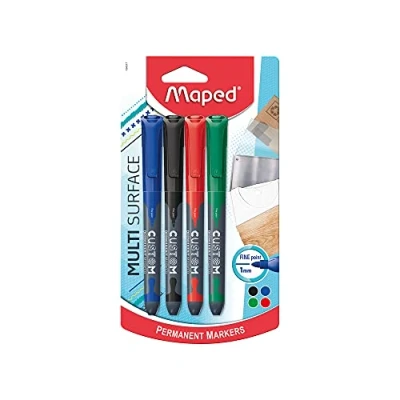 Afbeelding van Maped permanent marker Custom, ronde punt, blister van 4 stuks in geas