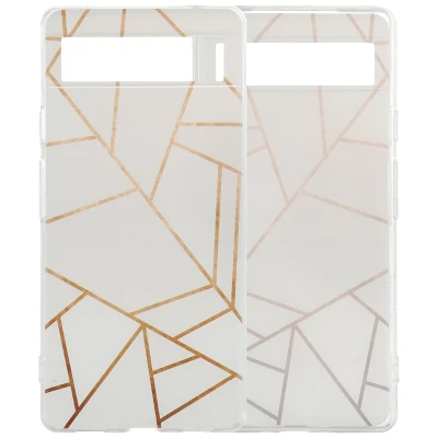 Afbeelding van Google Pixel 6a Hoesje Siliconen en TPU (zacht) iMoshion Softcase/Backcover Floral Green Telefoonhoesje