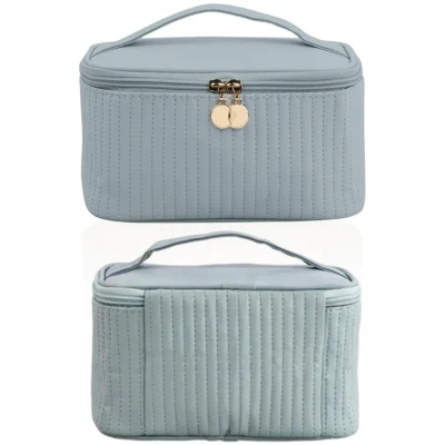 Afbeelding van Draagbare Cosmetische Tas Waterdicht 1 stuk Blauw PU Leder