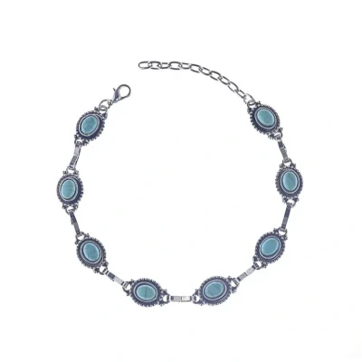 Afbeelding van Jomide Enkelbandje Bohemian Retro Zilverkleurig/Turquoise