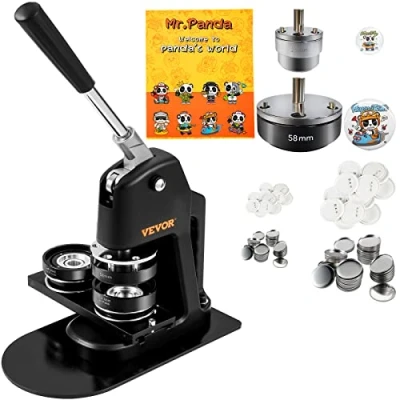 Afbeelding van VEVOR Knopmakermachine, 25 mm (1 inch) Badge Punch Press Kit, Kinderen DIY Geschenken Pin Maker, Knoppen Maken Benodigdheden met 500 stuks Knop Onderdelen &amp; Cirkelsnijder Magisch Boek