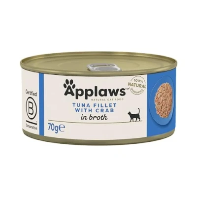Afbeelding van Applaws 100% natuurlijk nat kattenvoer, tonijn met krab, 70 g (pak van 24)