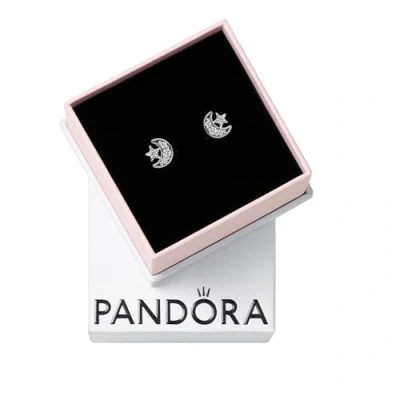 Afbeelding van Pandora 292990C01 Oorknoppen Moon Star zilver zirconia wit