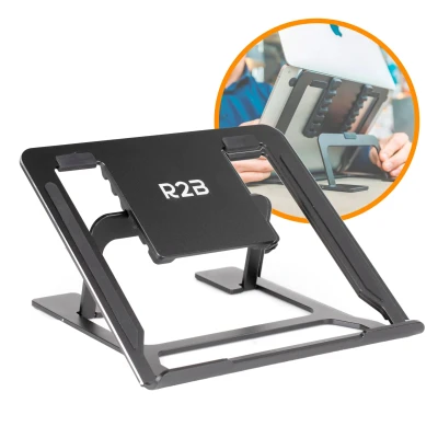 Afbeelding van R2B Laptop standaard verstelbaar en opvouwbaar Model &quot;&quot;Eindhoven&quot;&quot; Zwart 10 tot 17 inch