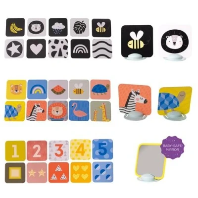 Afbeelding van Taf Toys My First Tummy time Baby Flash Cards. High Contrast Newborn Sensory Flashcard. Black White Monochrome Colourful Visual Stimulation Learning Activity Gift Set for Babies. 0 Months +