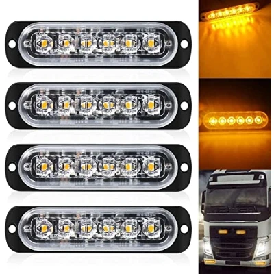 Afbeelding van DEFVNSY Pack van 4 Universele Amber 6 LED auto noodlicht baken waarschuwingsgevaar Flash Lamp Truck Trailer Side Marker Strobe Lights DC12V 24V