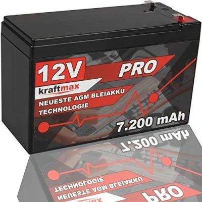 Afbeelding van kraftmax Industrial Pro loodaccu [ 12 V/7,2 Ah ] AGM krachtige van de nieuwste generatie
