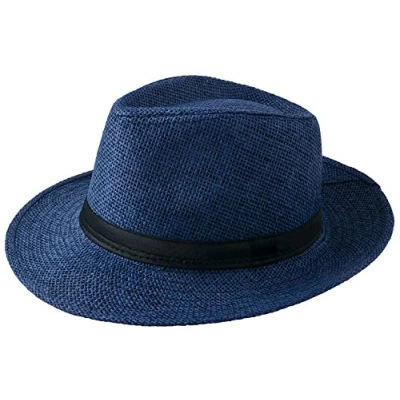 Afbeelding van Miobo Panamahoed, bergstro, bogarthoed, strohoed, zomerhoed, donkerblauw, 60/61 cm
