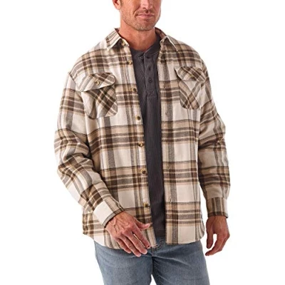 Afbeelding van Wrangler Authentics Herren Hemdjacke mit Langen Ärmeln und Sherpa Futter Hemd Button Down Kragen, Berk, L