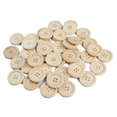 Afbeelding van Handarbeit Lieblingsladen 20 hoogwaardige houten knopen natuur 25 mm, rond, 4 gats knopknopen van hout om op te naaien jasknopen mantelknopen viergaten, scrapbooking en decoraties