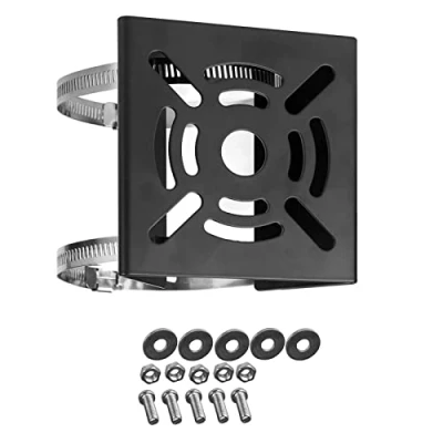 Afbeelding van WiTi Universele verticale paalbevestiging voor beveiligingscamera, massief metalen montagehoekbeugel met 2 lussen, geschikt CCTV camera&#039;s, led wand /podiumverlichting, zonnepanelen