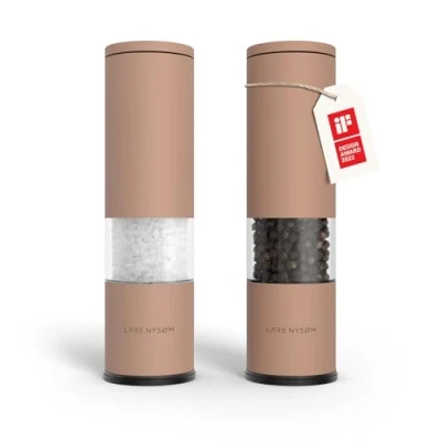 Afbeelding van LARS NYSØM zout en peper molen set van 2 handmatige met verstelbare keramische grof naar fijn I Designer kruiden (Nude)