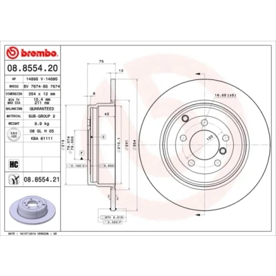 Afbeelding van Brembo Remschijf 08.8554.21