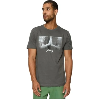 Afbeelding van Mister Tee PRAY Tshirt print, Heren, Maat: Large, Darkshadow