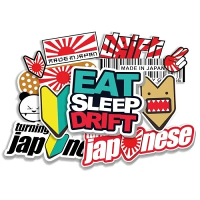 Afbeelding van Finest Folia JDM Stickerset voor auto, motorfiets, helm, Japan, stickerbomb, Japanse OEM sticker, tuning, autosticker, folie, zelfklevend, weerbestendig, R207 (stickervel 1, zonder hologram effect)