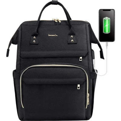 Afbeelding van Laptoprugzak voor Dames 15,6 inch Waterdicht Schoolrugzak met USB Oplaadaansluiting Reizen en Universiteit Zwart Rugzak