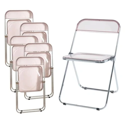 Afbeelding van Klapstoel set van 6 Pornainen 74x46x47 cm roze transparant [en.casa]