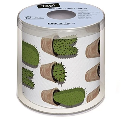Afbeelding van Grappig toiletpapier bedrukt met motief cactussen (CACTUSES)