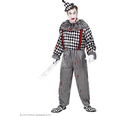 Afbeelding van Widmann Monster &amp; Griezel Kostuum Bloedgrappige Scary Clown Man Zwart / Wit XL Halloween Verkleedkleding
