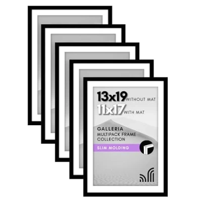 Afbeelding van Americanflat 13x19 fotolijst in zwart Displays 11x17 met Mat en Zonder Set van 5 Frames Zaagtand Hangende Hardware Voor Horizontale Verticale Display
