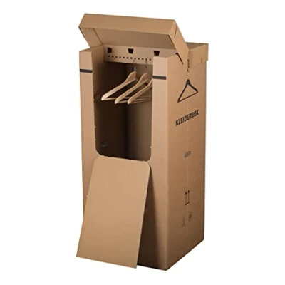 Afbeelding van Smartbox Pro Kledingbox, kledingdoos, kartonnen kast, verhuisdoos, kledingopslag, bruin, 2 stuks
