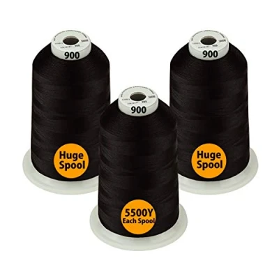 Afbeelding van Simthread Alle doeleinden polyester borduurwerk machine draad enorme spoel 5000M 5500Y voor het naaien van borduurmachines 3 zwart