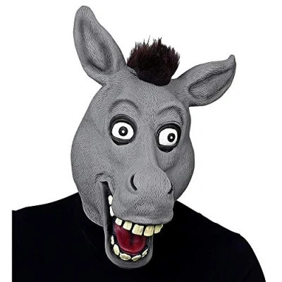 Afbeelding van Widmann 03301 masker voor het hele hoofd, ezel met reuzenogen en pluche haar, dierenmasker, carnaval, themafeest
