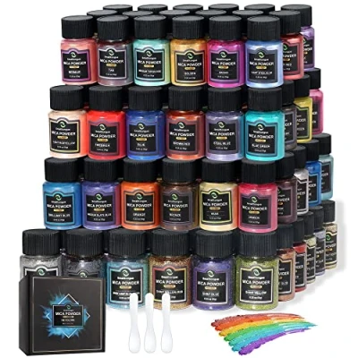 Afbeelding van Smalltongue Micapoeder voor epoxyhars, 108 kleuren, 36 originele kleuren (0,9 oz, 10 g), pastelkleuren fijne glitterpoeder (19,8 g, 20 micapigmentpoeder epoxyhars..