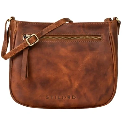 Afbeelding van STILORD &#039;Samira&#039; handtas leder vrouwen te dragen Vintage schoudertas voor dames avondtas Elegant echt lederen tas, Kleur:porto cognac