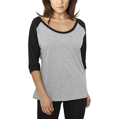 Afbeelding van Urban Classics Ladies 3/4 Contrast Raglan TEE Tshirt print, Dames, Maat: XS, Grey/black