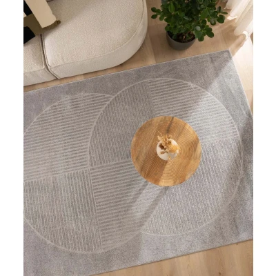 Afbeelding van Scandinavisch Vloerkleed Contour Circle Grijs 200x300 Cm