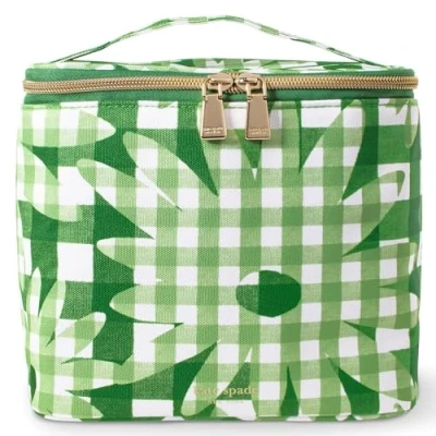 Afbeelding van kate spade new york geïsoleerde lunchtas, kleine koeltas, thermische tas met dubbele rits en handvat, groen, Daisy Gingham