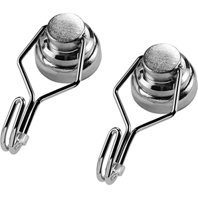 Afbeelding van Connex Neodymium magneethaken Ø 25 x 67 mm 2 stuks in praktische set extra sterke magneet 21 kg hechtkracht voor huishouden en werkplaats, powermagneet, mini magneet, DY7100039, zilver