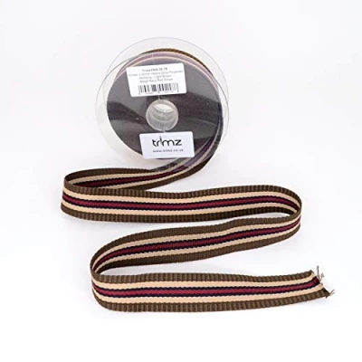 Afbeelding van Trimz Webbing, Lichtbruin, Beige Marinerood, 10m x 30mm