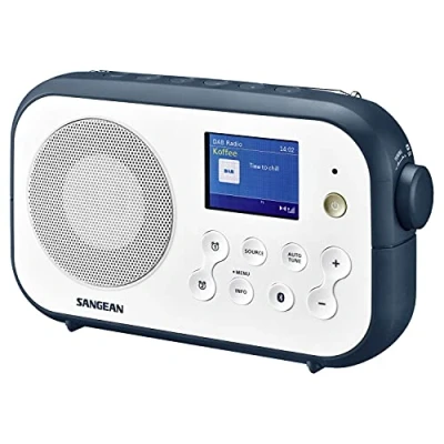 Afbeelding van Sangean DPR 42BT White Ink Blue DAB+/FM radio wit blauw met bluetooth werkt op batterijen/netadapter