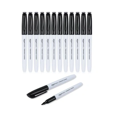 Afbeelding van Amazon Basics Permanent markers, zwart, set van 12