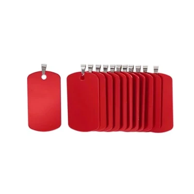 Afbeelding van Rechthoek aluminium lege hondentags, doe het zelf gegraveerde kat hond ID tags, gepersonaliseerde huisdierenidentiteitsnaamlabels, blanco hondenpenning snijwerk, maat 46 mm x 25 mm, rood 30 stuks