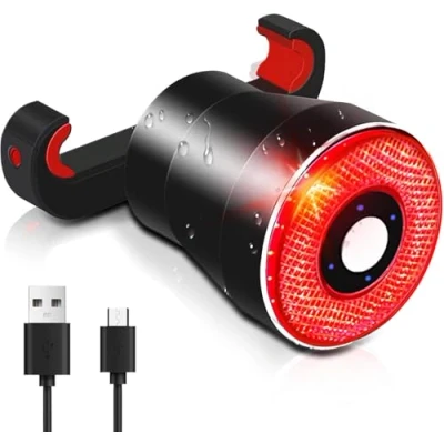Afbeelding van EBUYFIRE Intelligent fietsachterlicht, USB oplaadbaar, IPx6 waterdicht, fietsverlichting, automatische startstop, 4 modi, led achterlicht