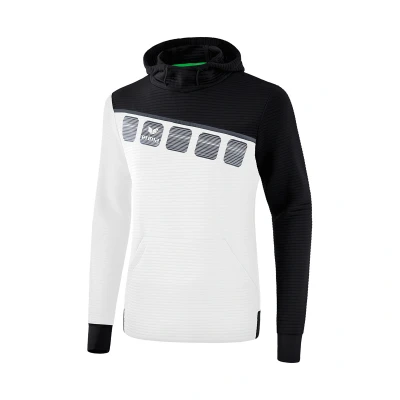 Afbeelding van Erima 5 C sweatshirt met capuchon wit/zwart/donkergrijs 34 / S