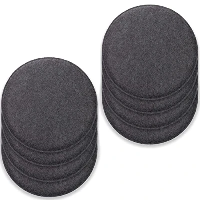 Afbeelding van Rubberneck Set van 8 Vilten Zitkussens, Rond, met Anti Slip Noppen, Extra Dik, Donkergrijs