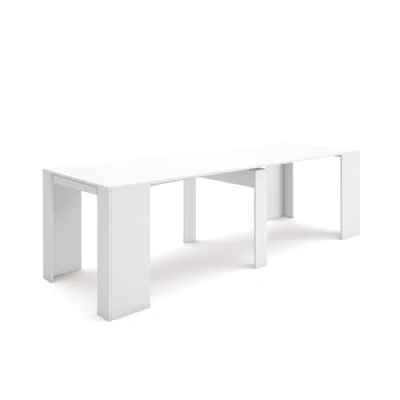 Afbeelding van Skraut Home Uitschuifbare Consoletafel Console table 260 Voor 12 personen Tafel Moderne stijl Wit