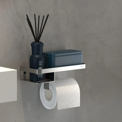Afbeelding van WC Rolhouder Tiger Caddy met Planchet RVS Geborsteld