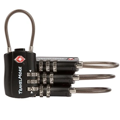 Afbeelding van TSA Kofferslot 3 Cijferig Kabelslot voor Koffer, Rugzak of Backpack op Reis Bagageslot Combinatieslot Reisslot 10 Stuks Zwart