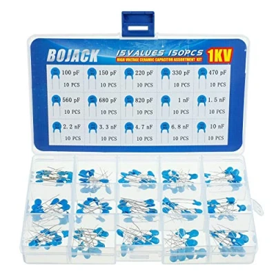 Afbeelding van BOJACK 15 Waarden 150 stuks 1KV / 100 pF tot 10 nF Hoogspanning DIP keramische condensatorassortimentkit