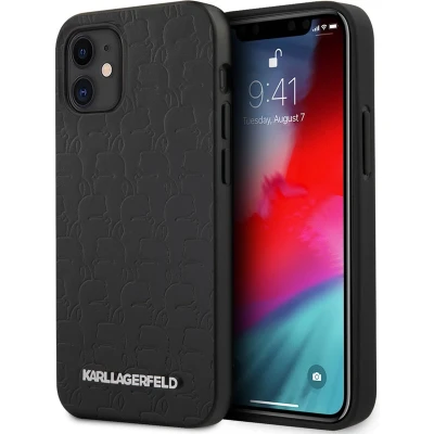 Afbeelding van iPhone 12 Mini Backcase hoesje Karl Lagerfeld Effen Zwart Silicone